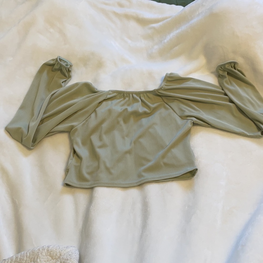Sage Green Front-tie Top - Picture 2 of 5